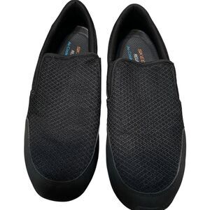Skechers Men's Relaxed Fit Slip On Shoes-Black-Air-Cooled Memory Foam-Size 10